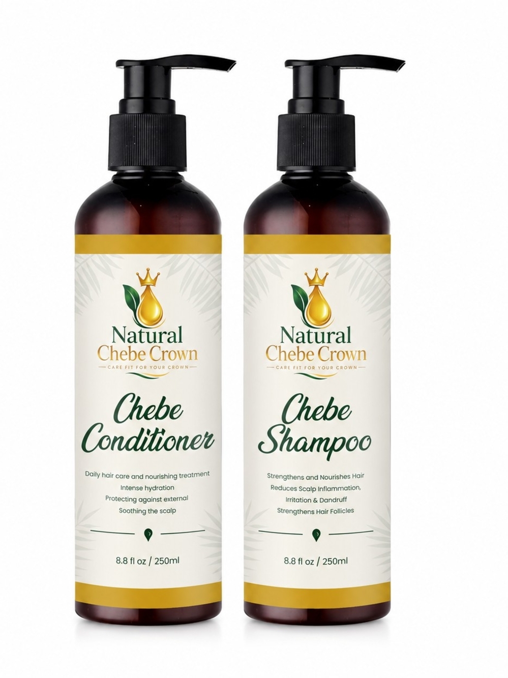 Natural Chebe Crown Chebe Shampoo & Conditioner Set - White & Gold Label